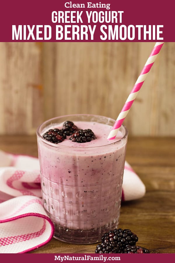 Simple, Frozen Mixed Berry Smoothie Recipe with Greek Yogurt