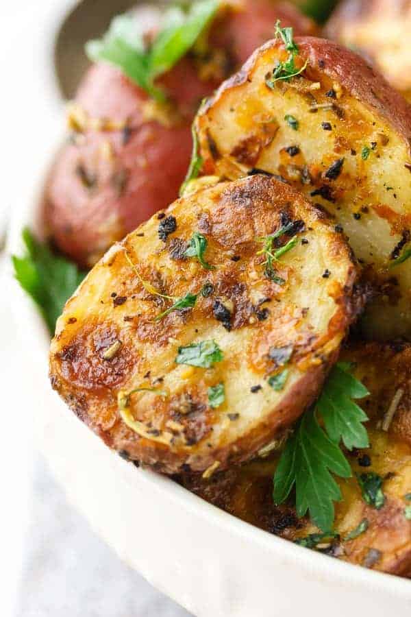 Roasted new potatoes with lemon & herbs recipe