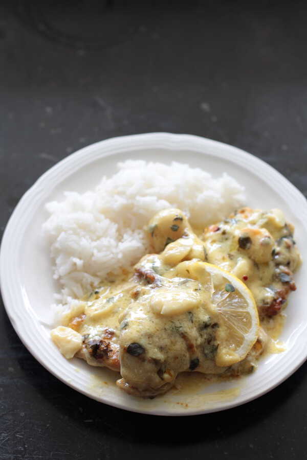 Baked Chicken in Lemon Garlic Cream Sauce