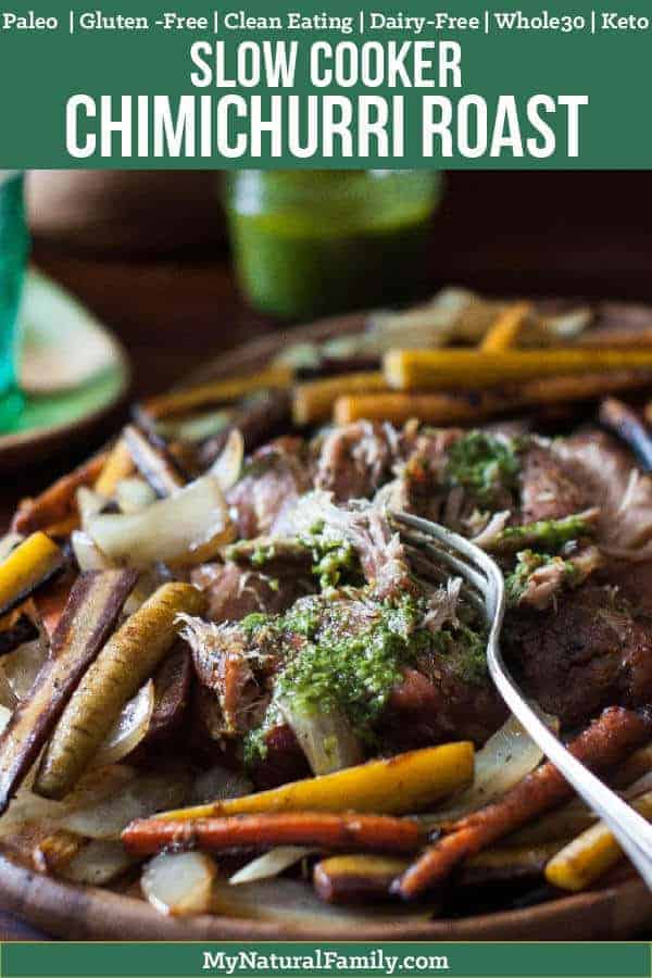 This Paleo pork roast slow cooker recipe has the best chimichurri sauce ever.
Who know that blended lemon, basil, garlic and olive oil could taste so good and be so healthy too?
{Whole30, Clean Eating, Gluten-Free, Dairy-Free} #mynaturalfamily #paleo #paleorecipes #healthyeating #healthyrecipes #healthyfood #cleaneatingrecipes #cleaneating #eatclean #justeatrealfood
#glutenfree #glutenfreerecipes #glutenfreedaddy #lowcarb #keto #ketorecipes #whole30 #whole30recipes