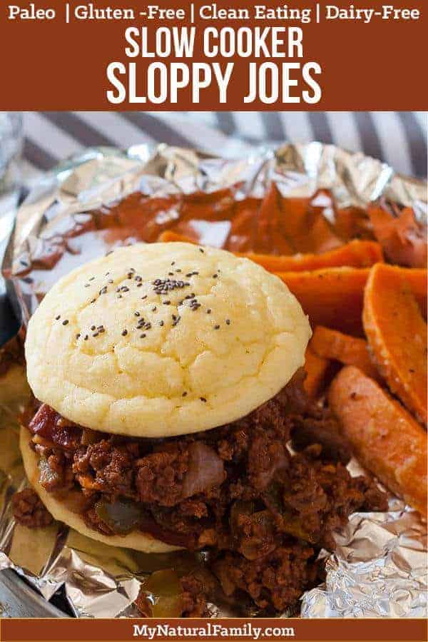 These Paleo sloppy joes only have a few ingredients. The homemade sauce tastes so much better than the canned stuff and it's easy to make. I like to blend up the onion and pepper so my kids don't know they are in there, but you still get the flavor from them. #paleo #cleaneating #glutenfree #dairyfree #crockpot