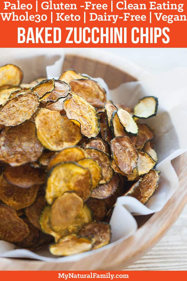 Curried, Baked Zucchini Chips Recipe {Paleo, Gluten Free, Clean Eating, Dairy Free, Vegan, Whole30} - 5 simple ingredients and an oven on low heat is all you need! #paleo #paleorecipes #mynaturalfamily