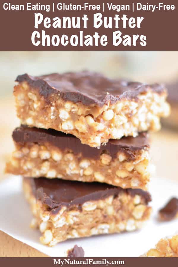 Healthy Peanut Butter Chocolate Bars {5 Ingredient, No-Bake, Clean Eating, Gluten-Free, Vegan, Dairy-Free}