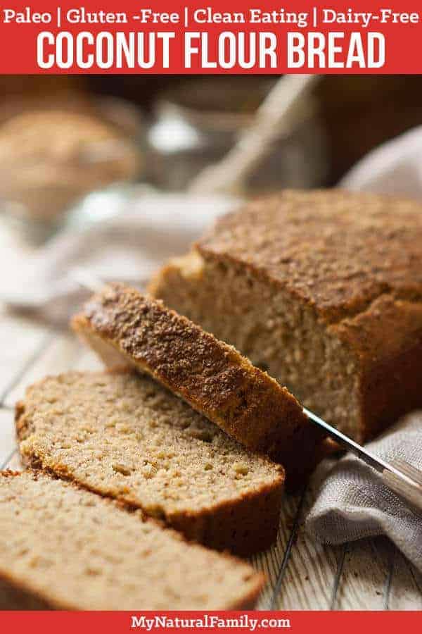 This Paleo bread looks and tastes so similar to a honey wheat bread, thanks to the honey and flax meal. The flax meal gives the bread a somewhat chewy texture while the arrowroot starch helps hold it together. {Gluten-Free, Clean Eating, Dairy-Free} #mynaturalfamily #paleo #paleorecipes #healthyeating #healthyrecipes #healthyfood
