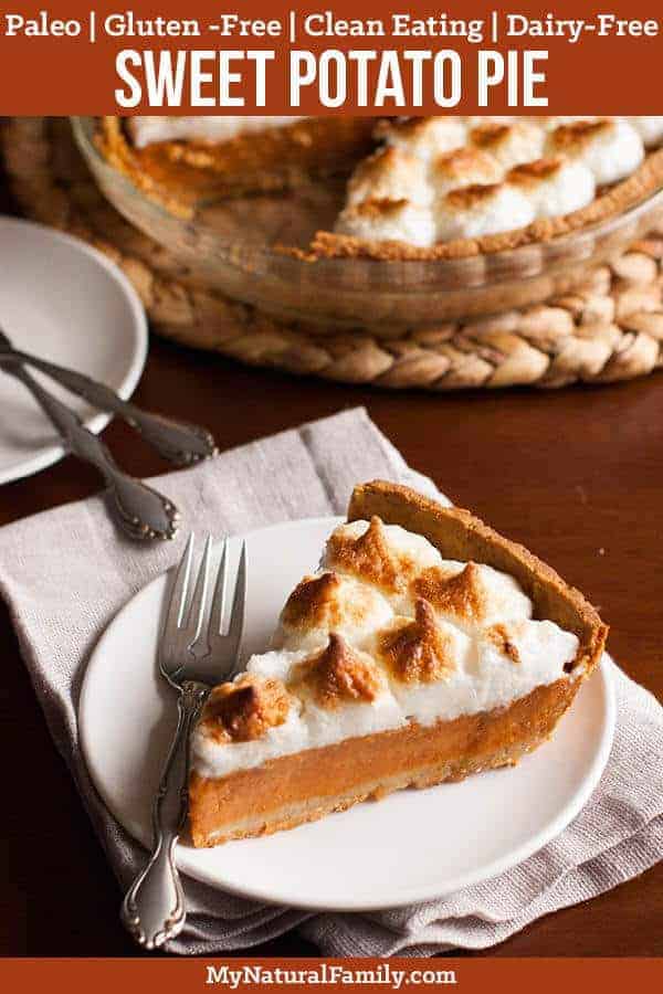 This Paleo sweet potato pie recipe is so good! The crust is to die for! I'm going to make this all the time now. #paleo #paleorecipe #mynaturalfamily