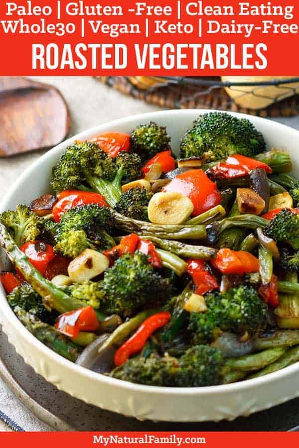 These roasted veggies are life changing! Seriously. My whole family loves to eat our veggies now! Basically just chop up veggies, put them in a pan with a little oil and salt and roast until they are perfection!