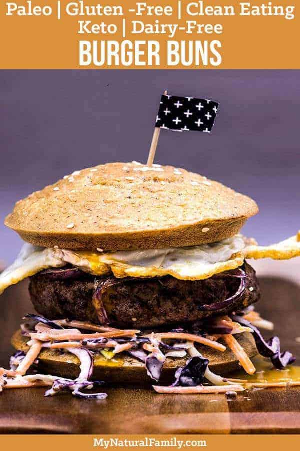 Looking for some flavorful Paleo burger buns? Then look no further. These are mainly made from almond flour and a star ingredient: diced Spanish chorizo. {Keto, Gluten-Free, Clean Eating, Dairy-Free} #mynaturalfamily #paleo #paleorecipes #healthyeating #healthyrecipes #healthyfood #lowcarb #keto #ketorecipes