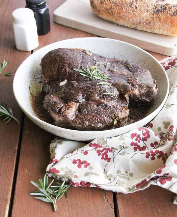 Paleo balsamic pot roast in a crock pot