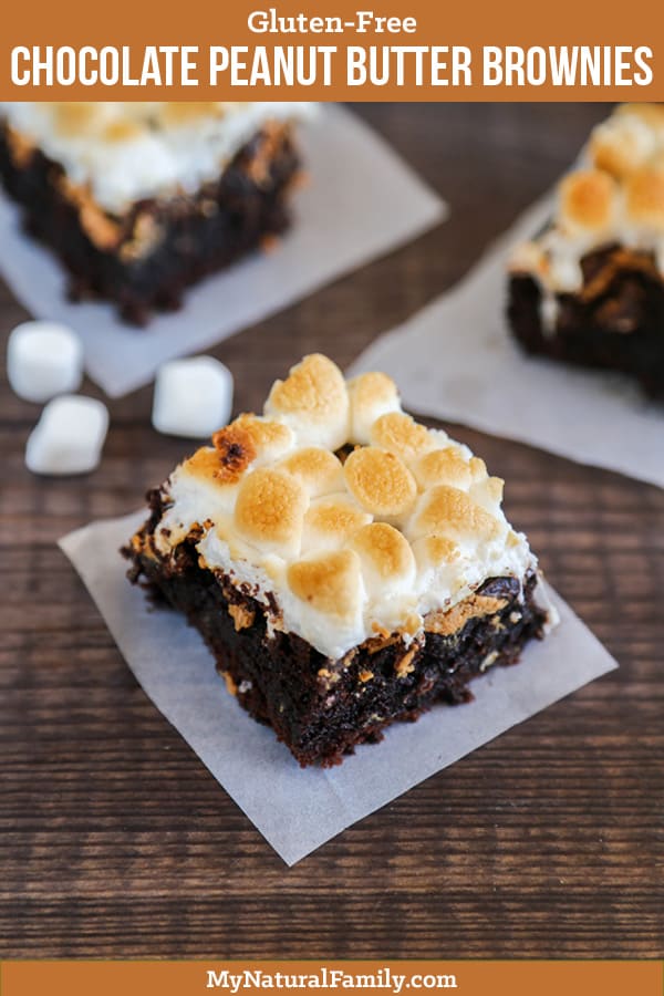 Gluten-Free Chocolate Peanut Butter Brownies with Marshmallow Topping