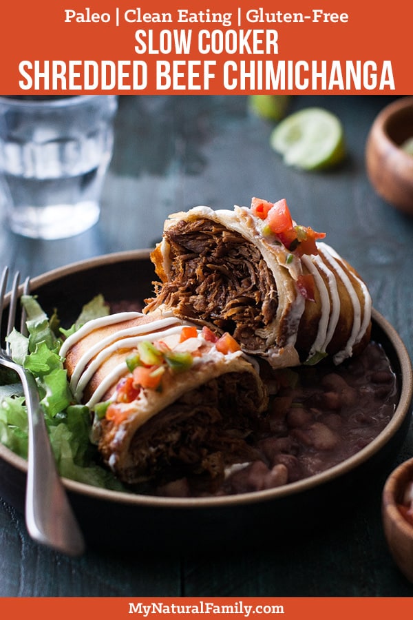 Healthy, Easy Slow Cooker Shredded Beef Chimichanga Recipe