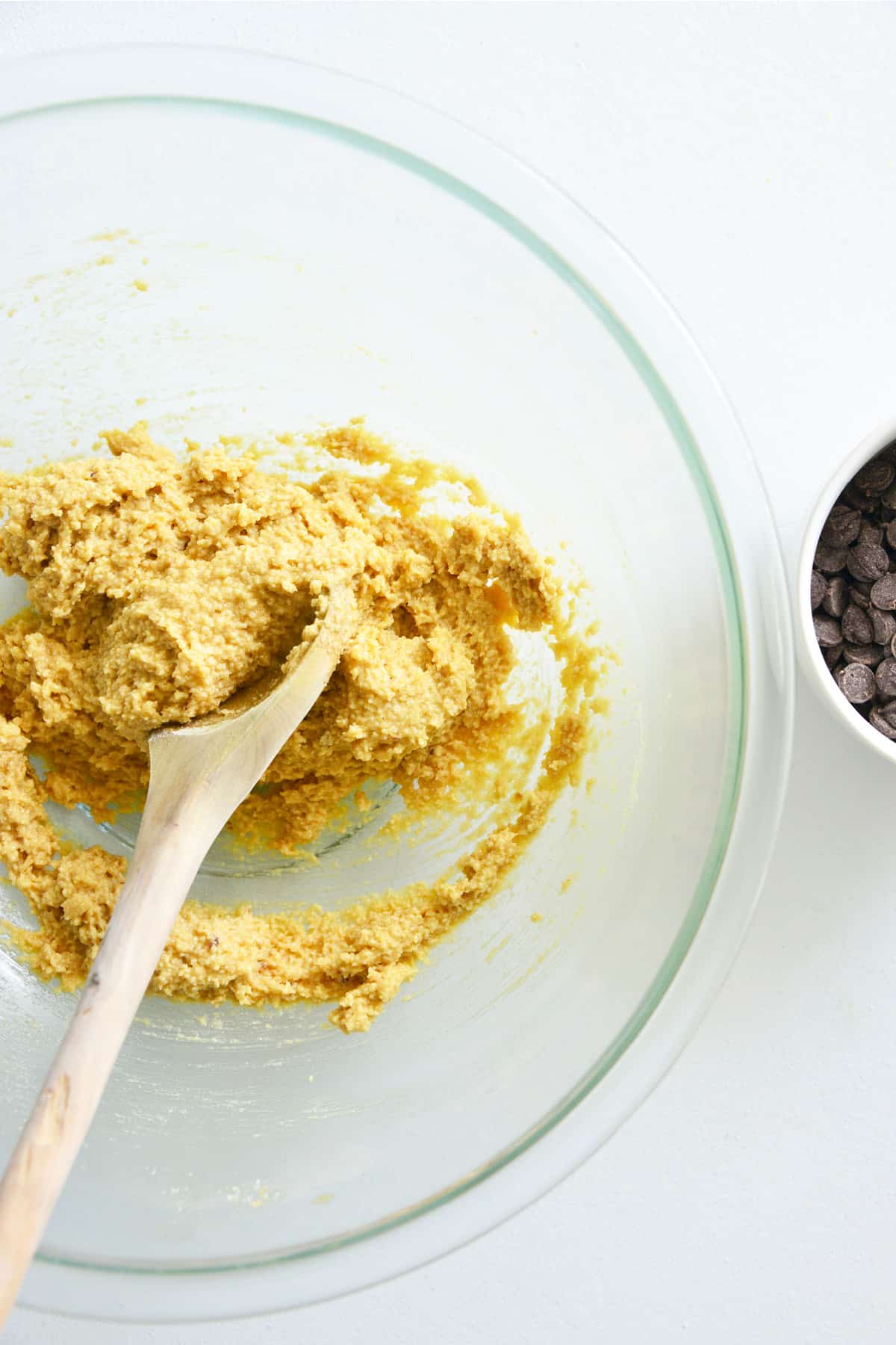 Stir in the almond flour, coconut flour, salt, and baking soda