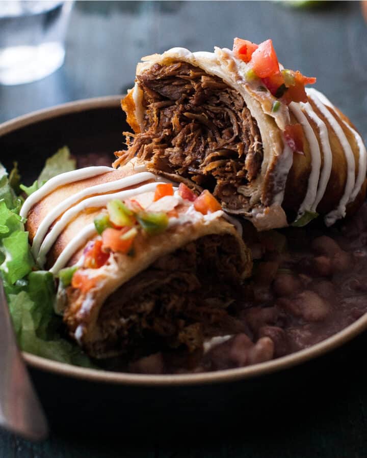 shredded beef chimichanga