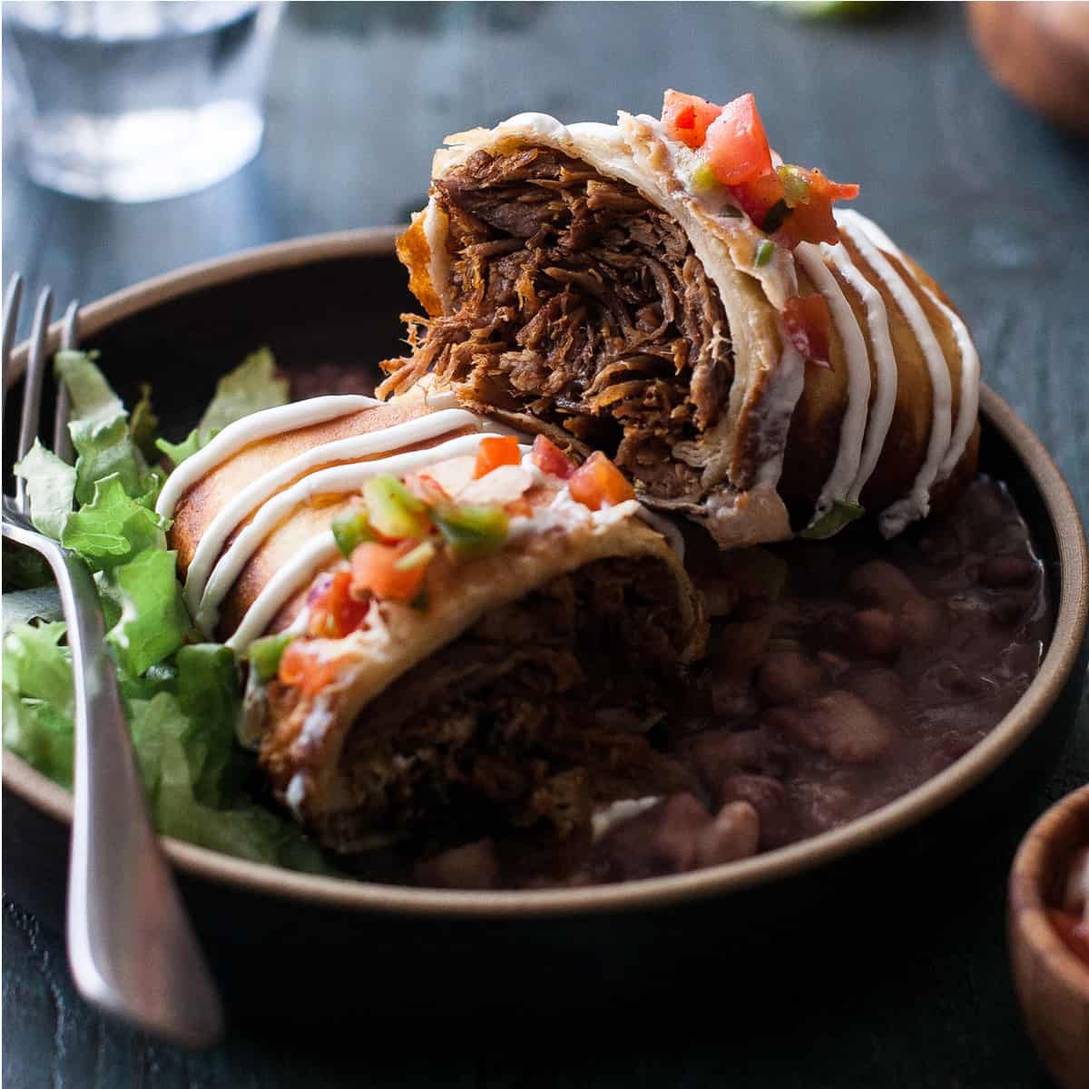 Mexican Shredded Beef Chimichangas